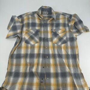 Carhartt Mens XL Tall Plaid Short Sleeve Button‎ Up Work Shirt